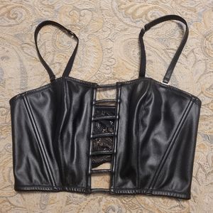 Victorias Secret Faux Leather Corset Top Cupless Large (fits 34/36 Band)